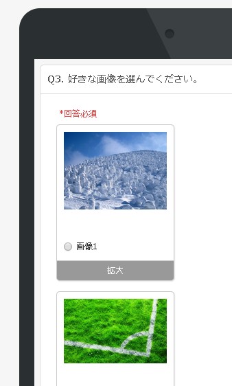 質問作成画面のプレビュー