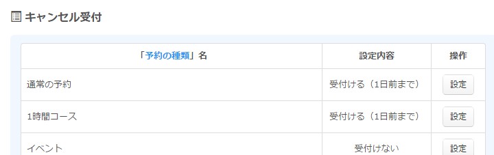 4.キャンセル受付設定エリアの様子