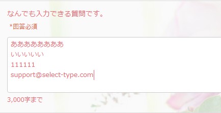 1.なんでも入力できる回答欄の様子